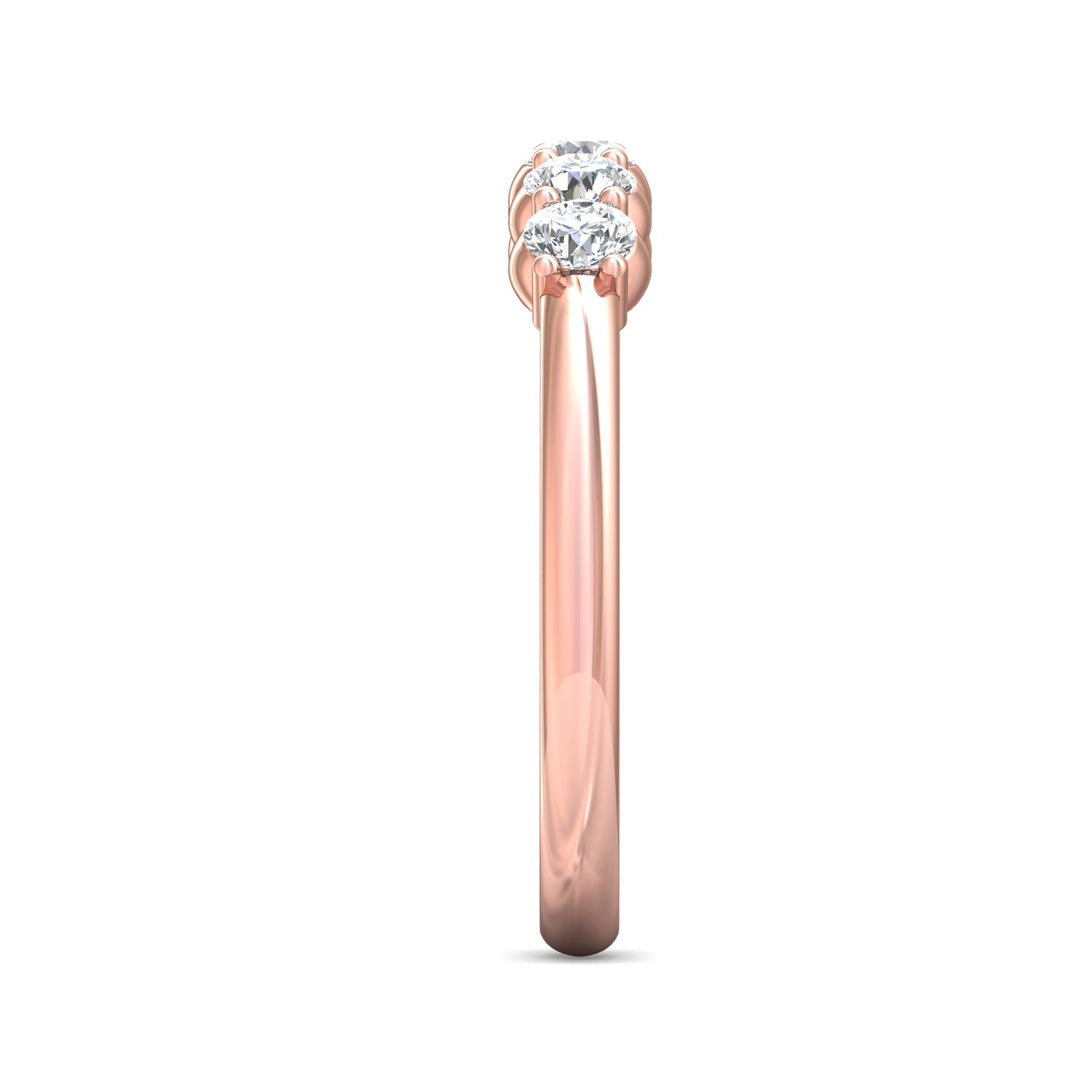 14K Gold Pink Channel/Shared Prong Wedding Band from the Channel/Shared Prong collection - DWBSP1-.50_14KP