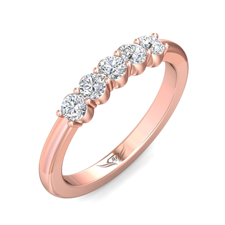 14K Gold Pink Channel/Shared Prong Wedding Band from the Channel/Shared Prong collection - DWBSP1-.50_14KP