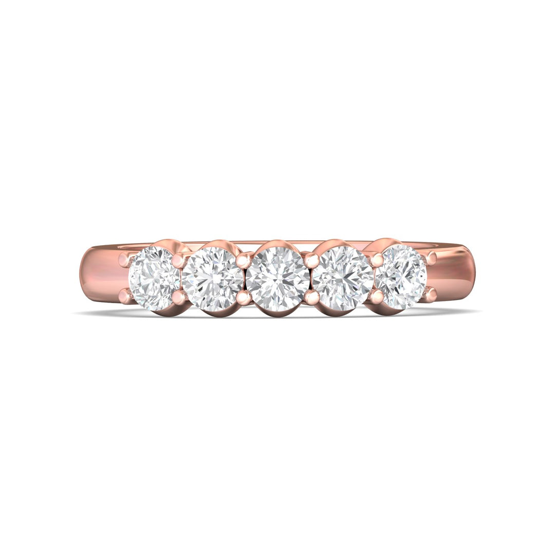 14K Gold Pink Channel/Shared Prong Wedding Band from the Channel/Shared Prong collection - DWBSP1-.75_14KP