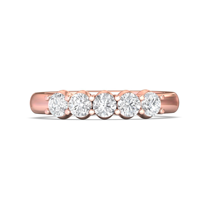18K Gold Pink Channel/Shared Prong Wedding Band from the Channel/Shared Prong collection - DWBSP1-.75_18KP