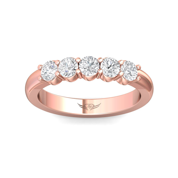 14K Gold Pink Channel/Shared Prong Wedding Band from the Channel/Shared Prong collection - DWBSP1-.75_14KP