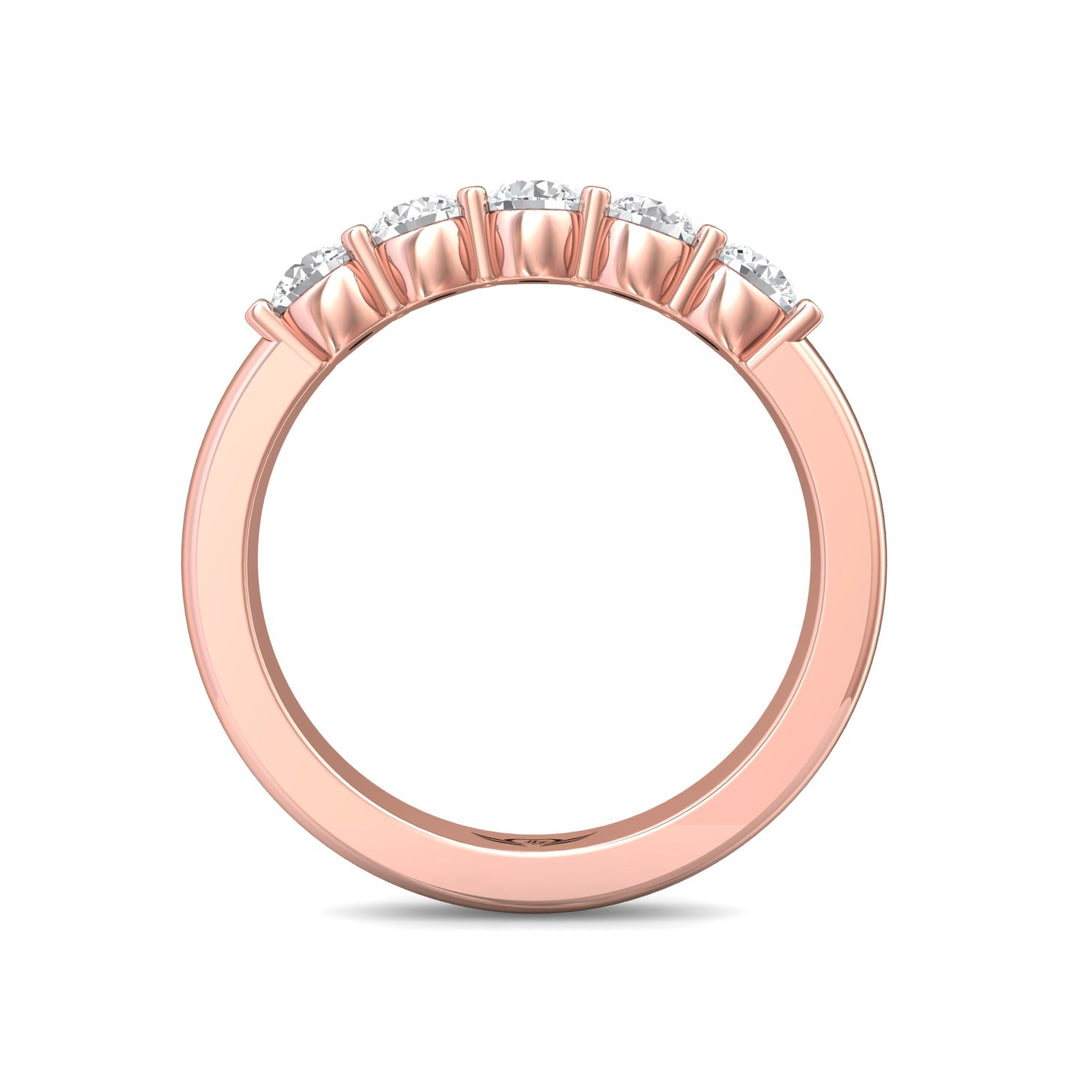 14K Gold Pink Channel/Shared Prong Wedding Band from the Channel/Shared Prong collection - DWBSP1-.75_14KP