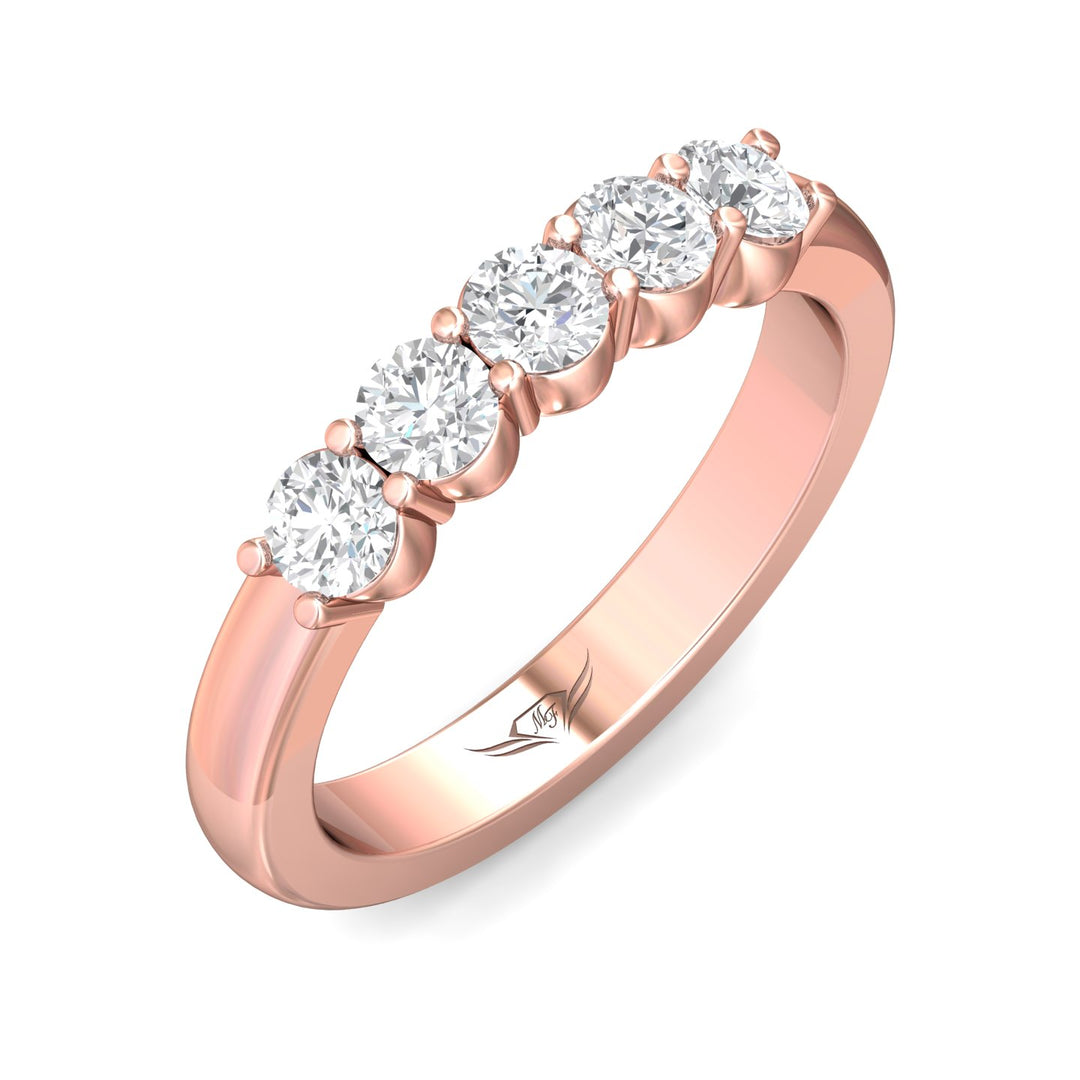 18K Gold Pink Channel/Shared Prong Wedding Band from the Channel/Shared Prong collection - DWBSP1-.75_18KP