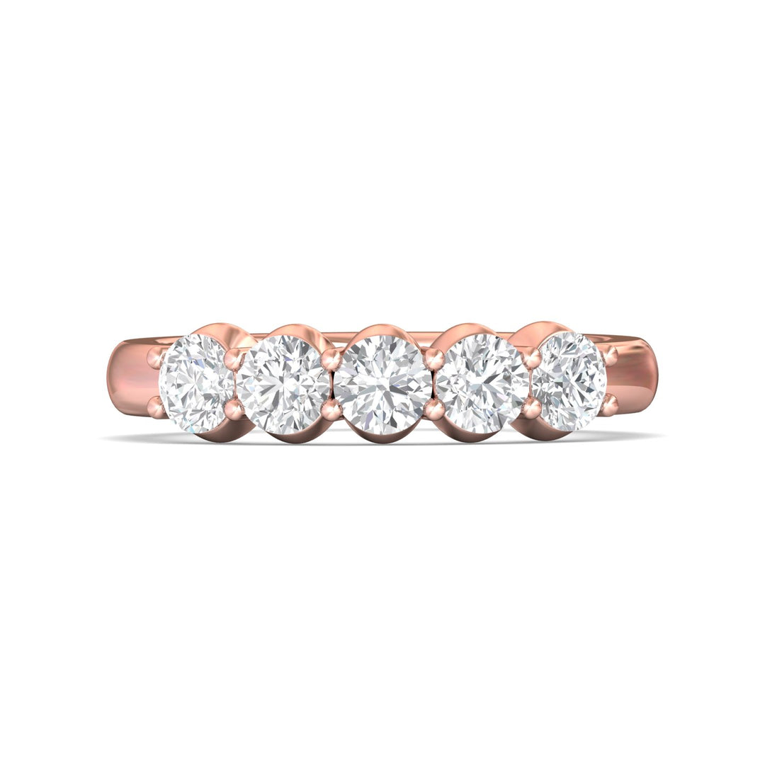 18K Gold Pink Channel/Shared Prong Wedding Band from the Channel/Shared Prong collection - DWBSP1-1.00_18KP