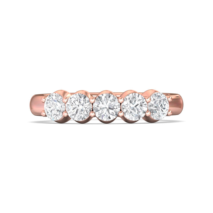 14K Gold Pink Channel/Shared Prong Wedding Band from the Channel/Shared Prong collection - DWBSP1-1.00_14KP