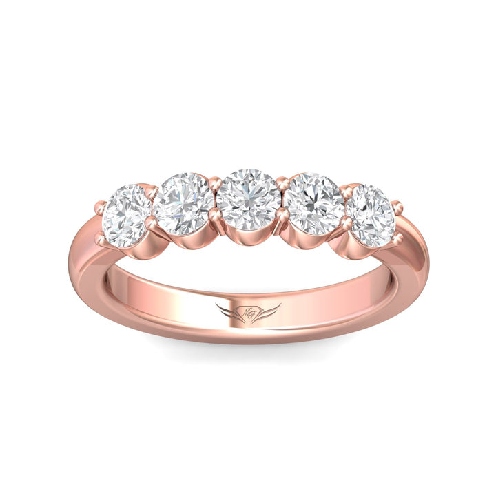 18K Gold Pink Channel/Shared Prong Wedding Band from the Channel/Shared Prong collection - DWBSP1-1.00_18KP