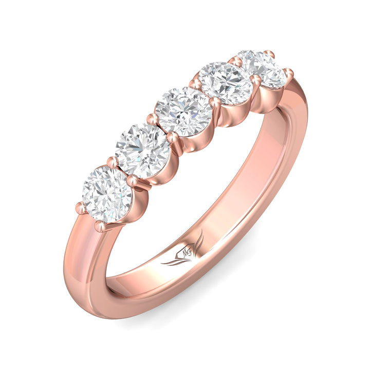 18K Gold Pink Channel/Shared Prong Wedding Band from the Channel/Shared Prong collection - DWBSP1-1.00_18KP