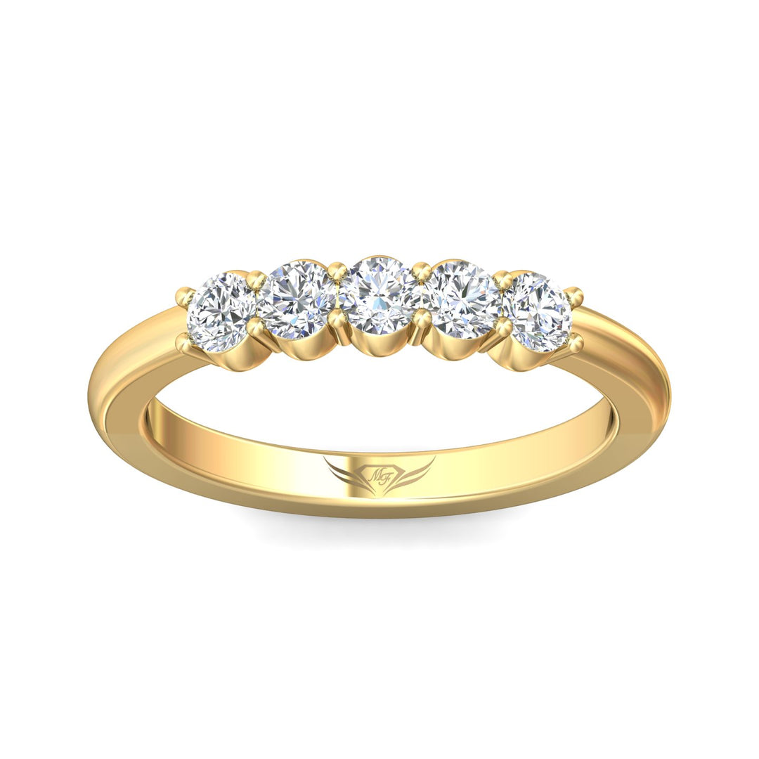 14K Gold Yellow Channel/Shared Prong Wedding Band from the Channel/Shared Prong collection - DWBSP1-.50_14KY