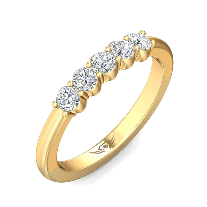 14K Gold Yellow Channel/Shared Prong Wedding Band from the Channel/Shared Prong collection - DWBSP1-.50_14KY