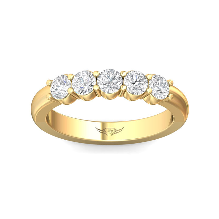 14K Gold Yellow Channel/Shared Prong Wedding Band from the Channel/Shared Prong collection - DWBSP1-.75_14KY