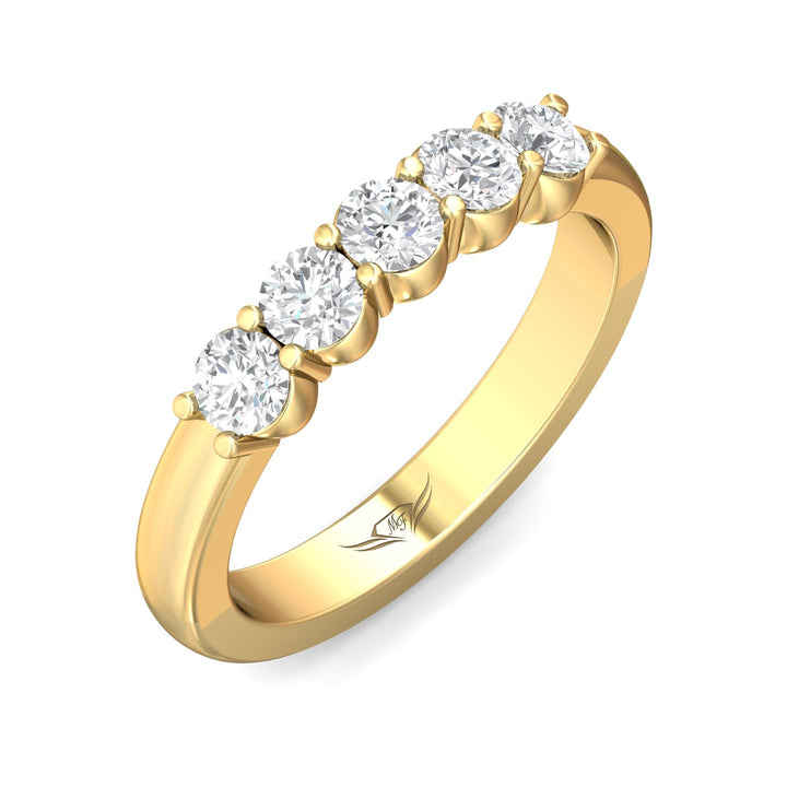 18K Gold Yellow Channel/Shared Prong Wedding Band from the Channel/Shared Prong collection - DWBSP1-.75_18KY