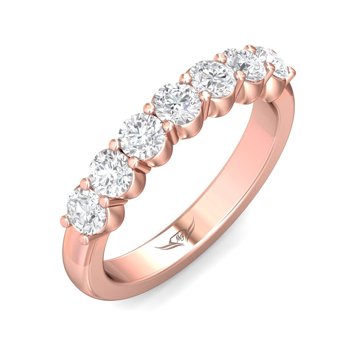 14K Gold Pink Channel/Shared Prong Wedding Band from the Channel/Shared Prong collection - DWBSP2-1.00_14KP