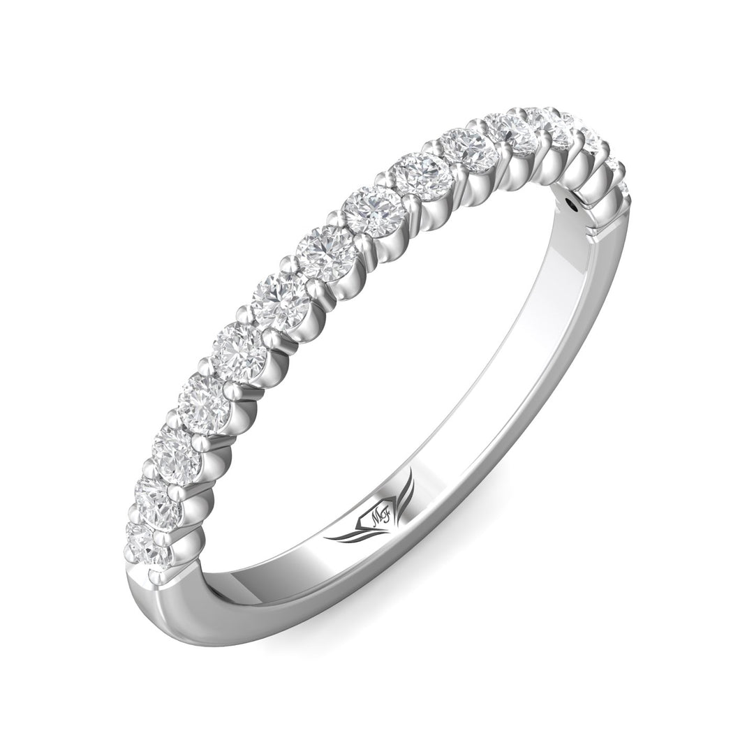 Platinum White Channel/Shared Prong Wedding Band from the Channel/Shared Prong collection - DWBSP3-.35_PlatW