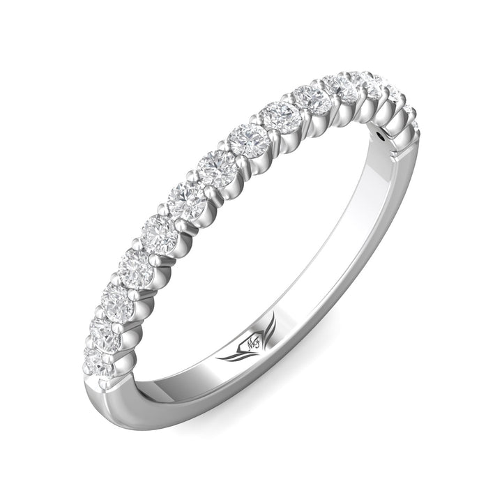 18K Gold White Channel/Shared Prong Wedding Band from the Channel/Shared Prong collection - DWBSP3-.35_18KW