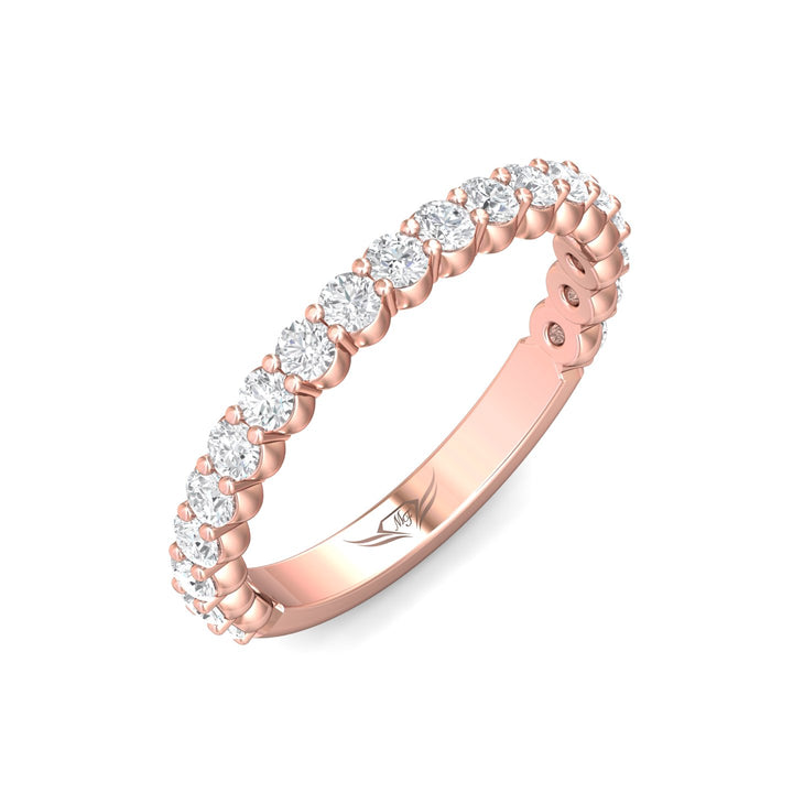 18K Gold Pink Channel/Shared Prong Wedding Band from the Channel/Shared Prong collection - DWBSP3-.50-1_18KP