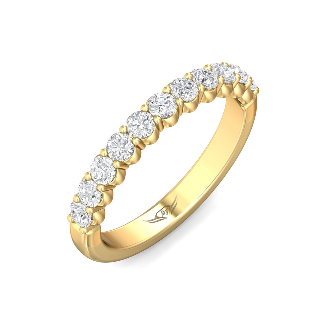 14K Gold Yellow Channel/Shared Prong Wedding Band from the Channel/Shared Prong collection - DWBSP3-.75_14KY