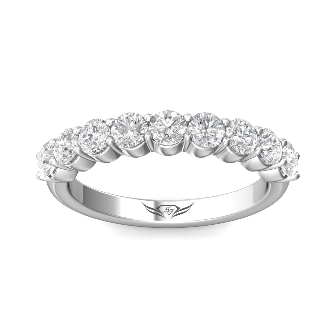 14K Gold White Channel/Shared Prong Wedding Band from the Channel/Shared Prong collection - DWBSP3-1.00_14KW
