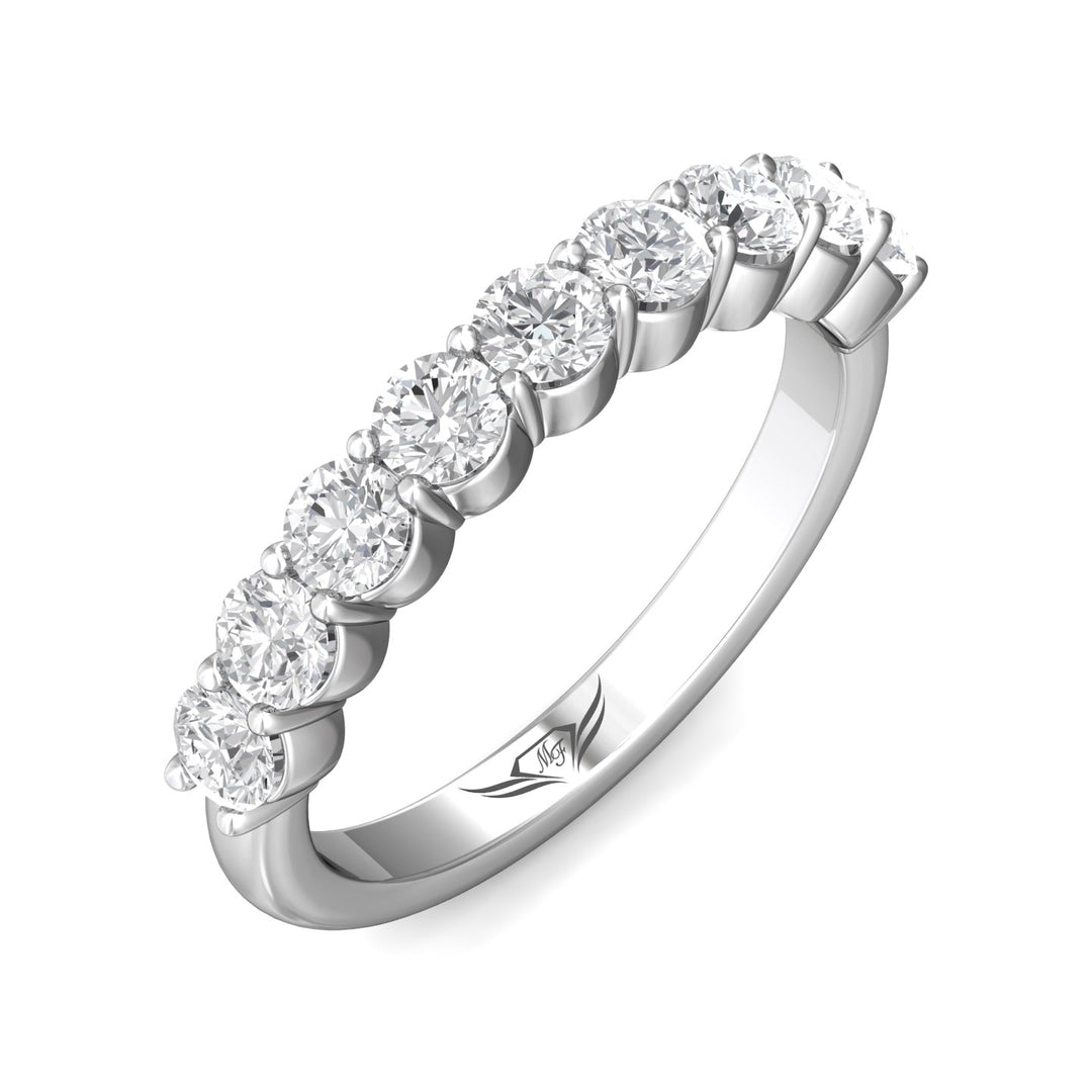 18K Gold White Channel/Shared Prong Wedding Band from the Channel/Shared Prong collection - DWBSP3-1.00_18KW