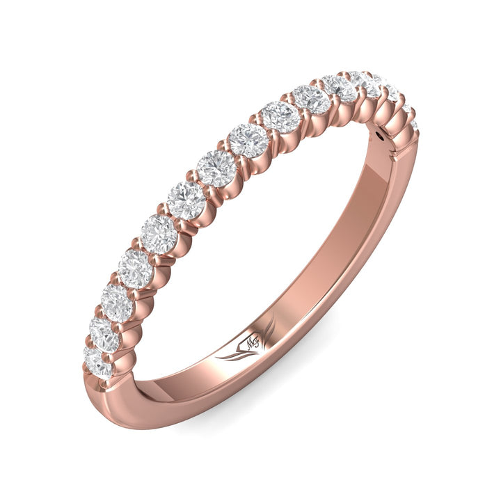 18K Gold Pink Channel/Shared Prong Wedding Band from the Channel/Shared Prong collection - DWBSP3-.35_18KP
