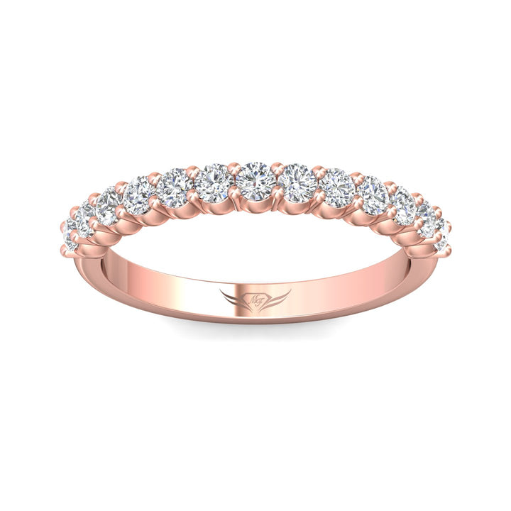 14K Gold Pink Channel/Shared Prong Wedding Band from the Channel/Shared Prong collection - DWBSP3-.50_14KP