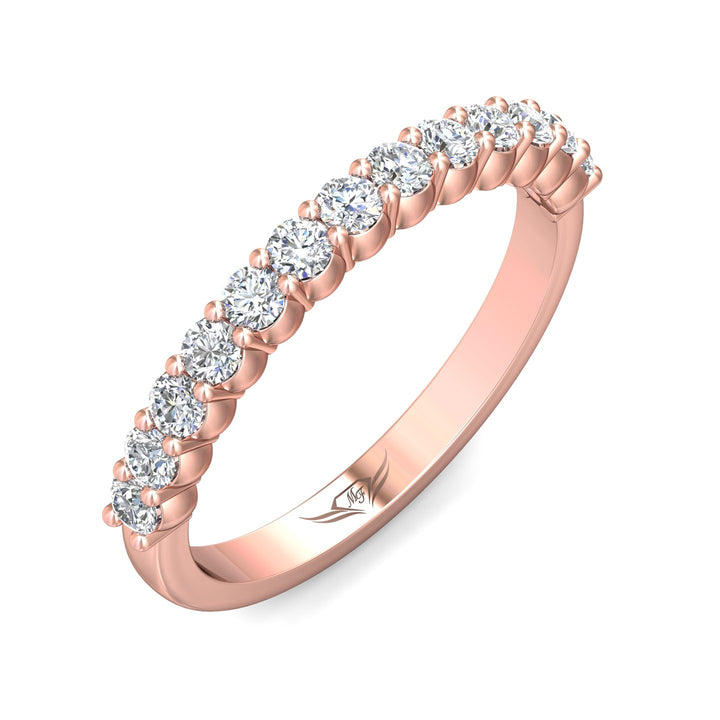 14K Gold Pink Channel/Shared Prong Wedding Band from the Channel/Shared Prong collection - DWBSP3-.50_14KP