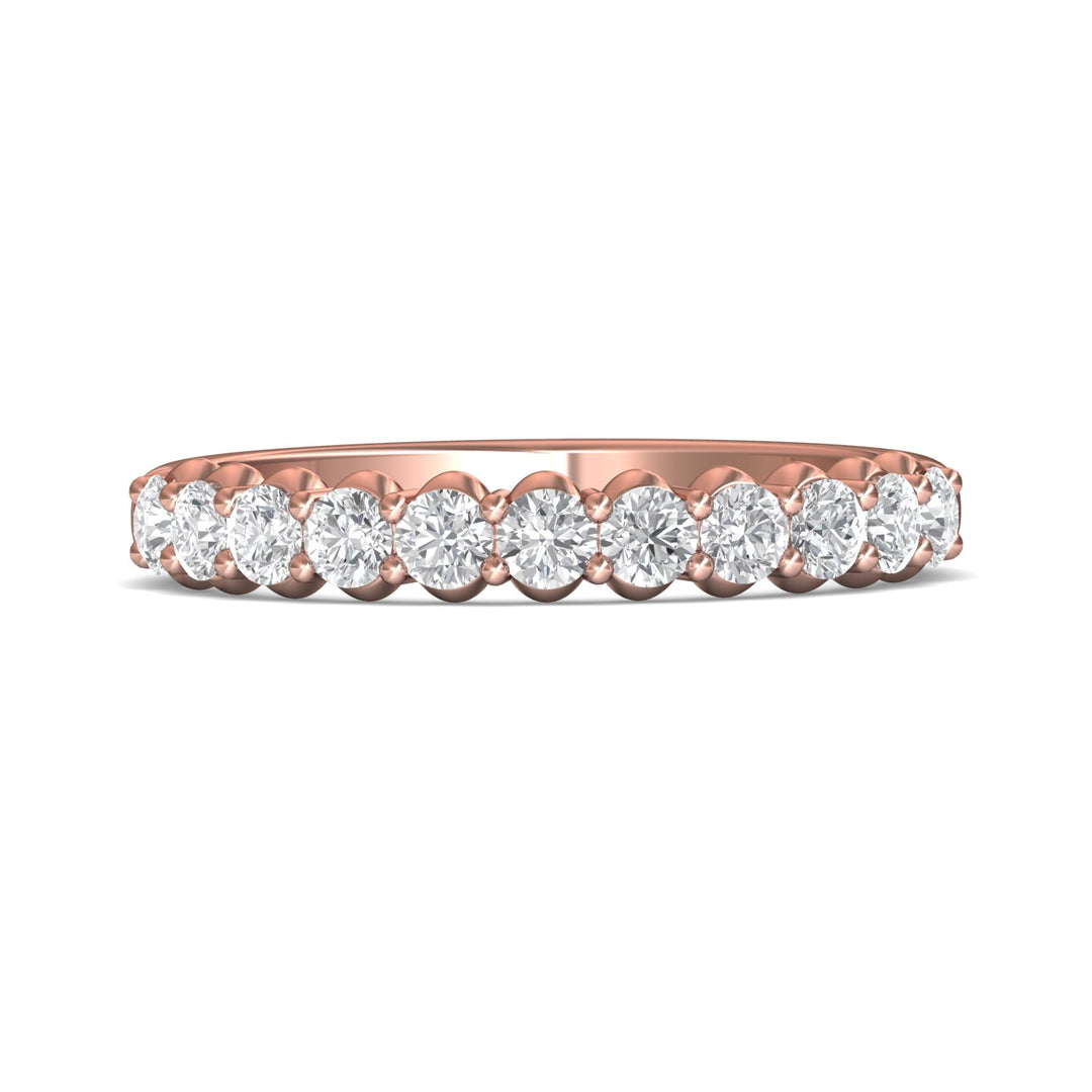 14K Gold Pink Channel/Shared Prong Wedding Band from the Channel/Shared Prong collection - DWBSP3-.75_14KP