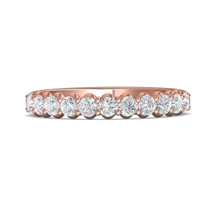 14K Gold Pink Channel/Shared Prong Wedding Band from the Channel/Shared Prong collection - DWBSP3-.75_14KP