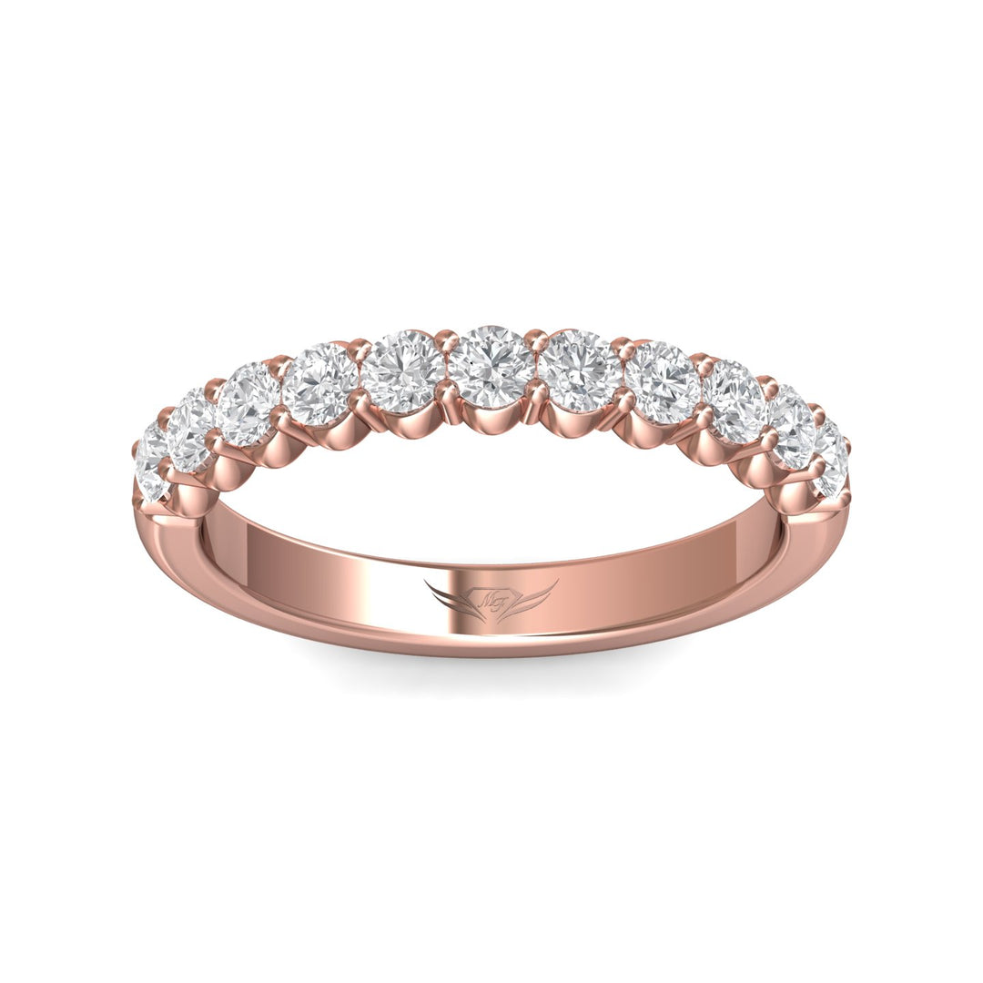 14K Gold Pink Channel/Shared Prong Wedding Band from the Channel/Shared Prong collection - DWBSP3-.75_14KP