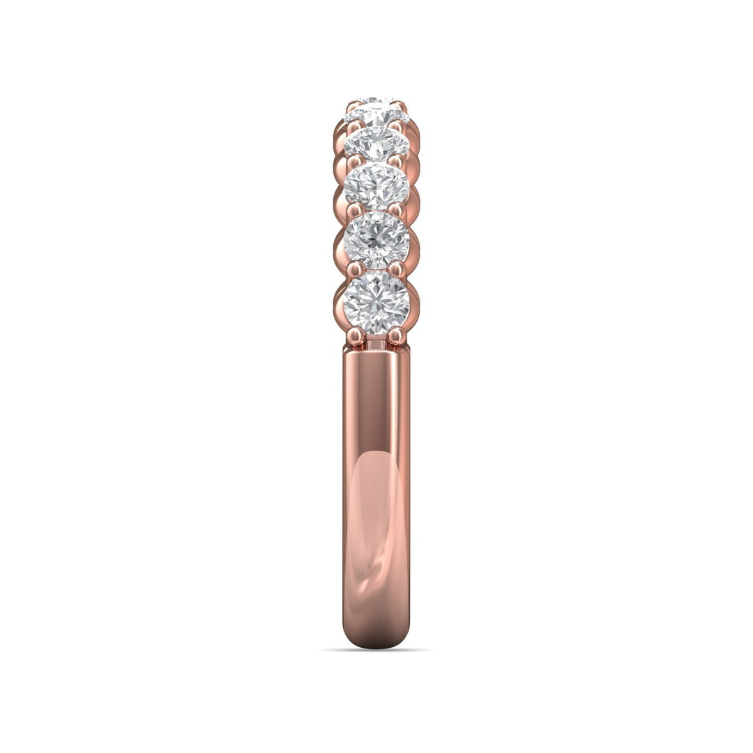 14K Gold Pink Channel/Shared Prong Wedding Band from the Channel/Shared Prong collection - DWBSP3-.75_14KP