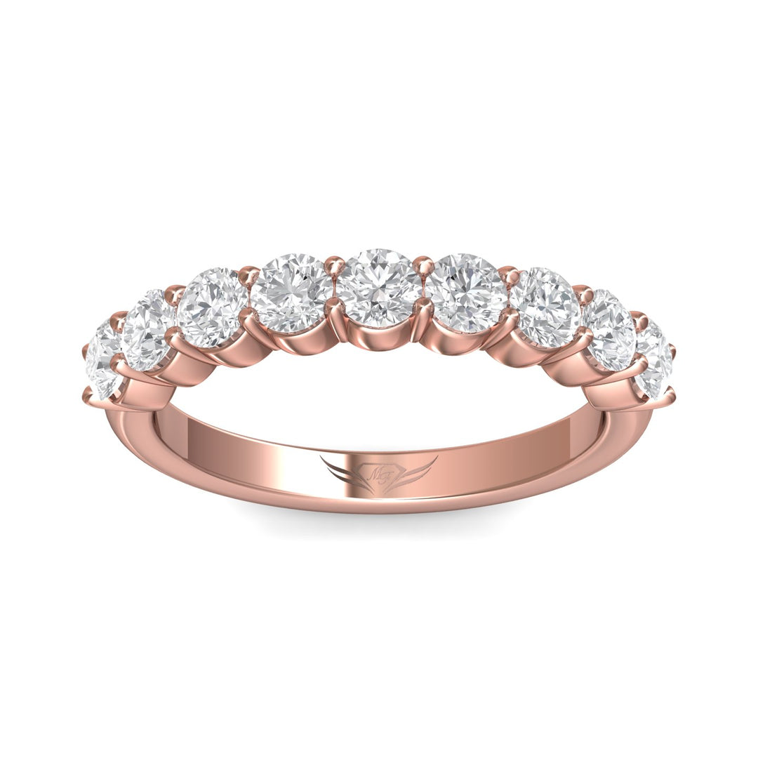 14K Gold Pink Channel/Shared Prong Wedding Band from the Channel/Shared Prong collection - DWBSP3-1.00_14KP