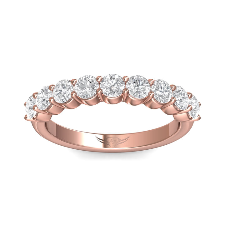 14K Gold Pink Channel/Shared Prong Wedding Band from the Channel/Shared Prong collection - DWBSP3-1.00_14KP