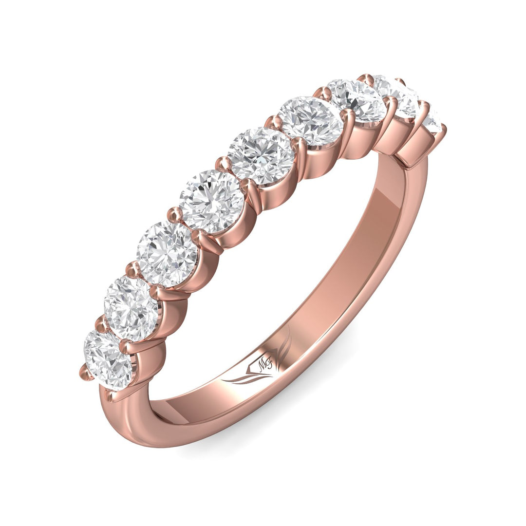 18K Gold Pink Channel/Shared Prong Wedding Band from the Channel/Shared Prong collection - DWBSP3-1.00_18KP