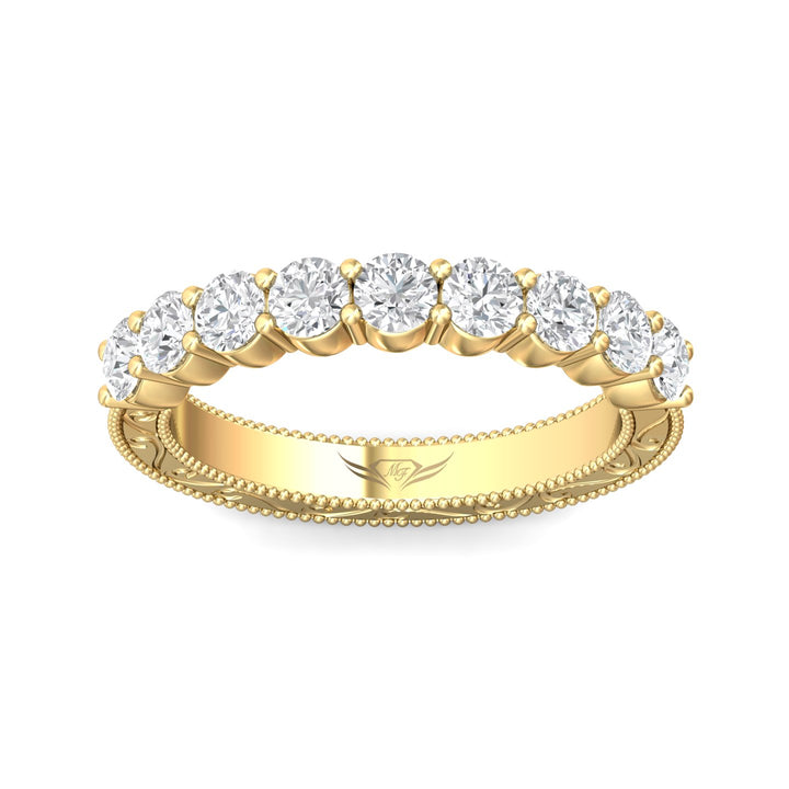 18K Gold Yellow Vintage Wedding Band from the Vintage collection - DWBSP4-1.00_18KY