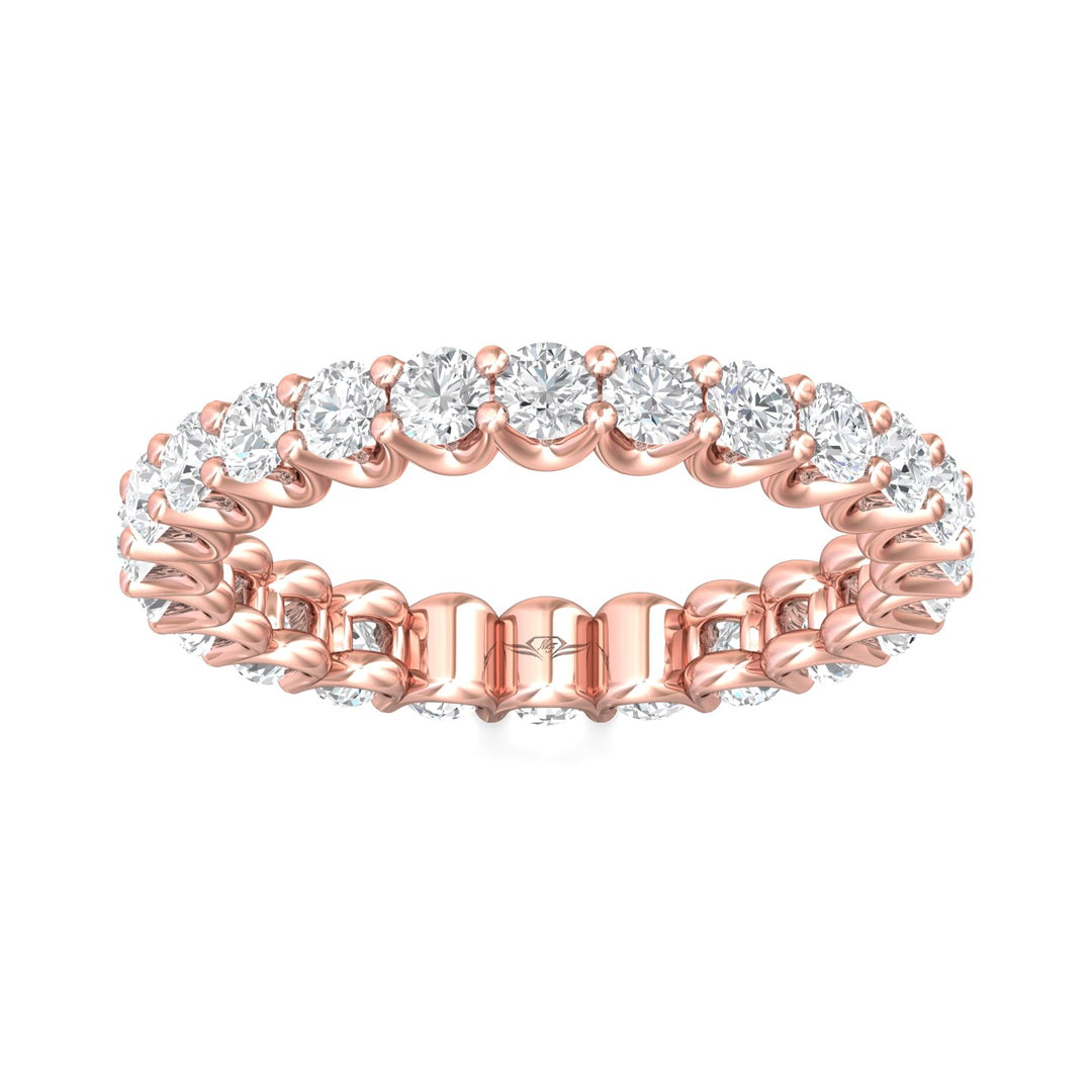 14K Gold Pink Channel/Shared Prong Wedding Band from the Channel/Shared Prong collection - DWBSP7F-24-1.55_14KP