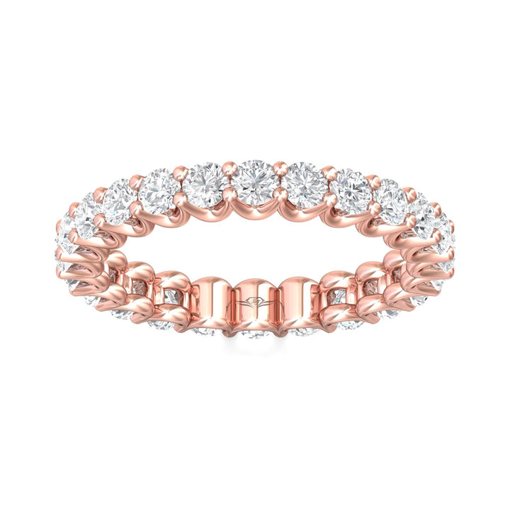 14K Gold Pink Channel/Shared Prong Wedding Band from the Channel/Shared Prong collection - DWBSP7F-24-1.55_14KP