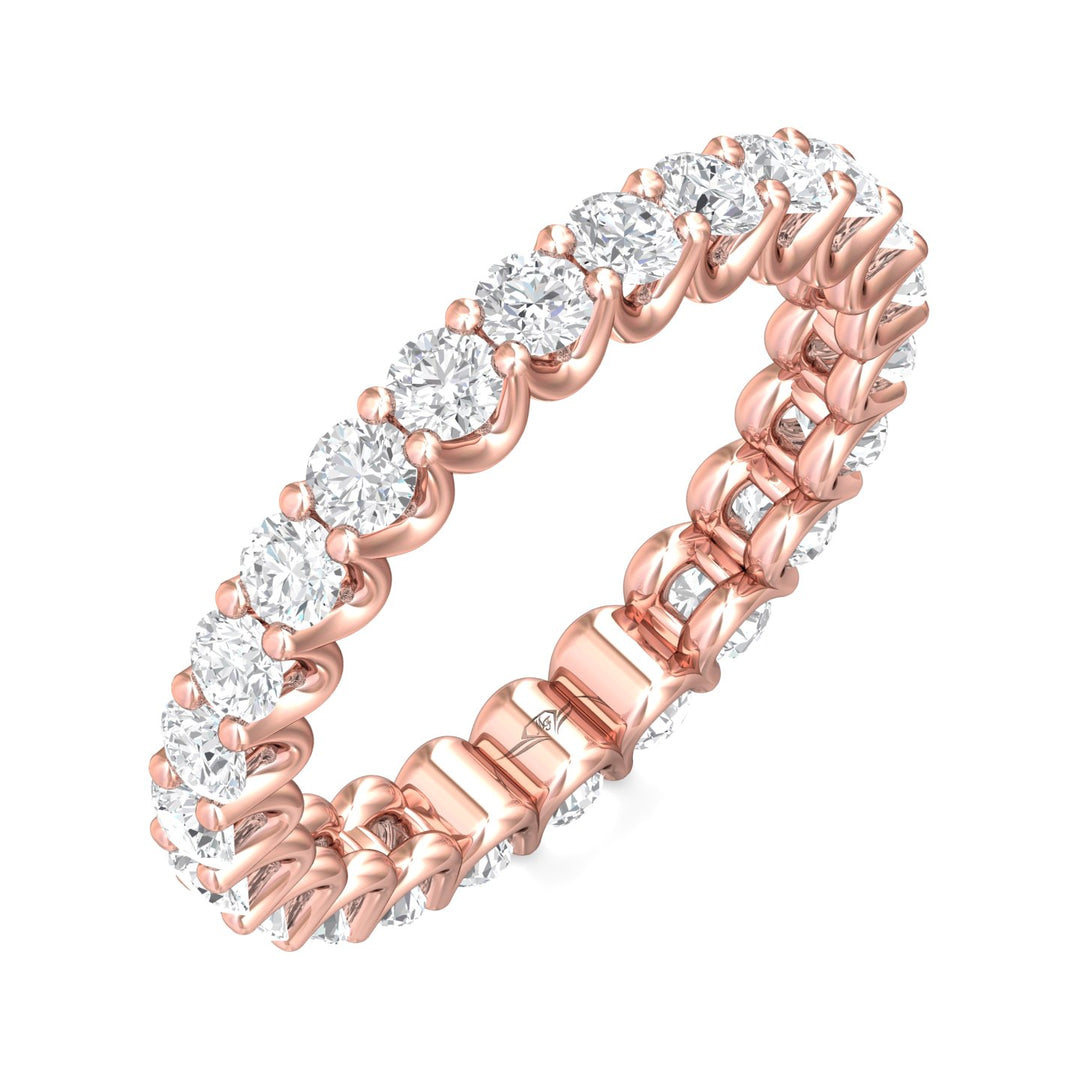14K Gold Pink Channel/Shared Prong Wedding Band from the Channel/Shared Prong collection - DWBSP7F-24-1.55_14KP