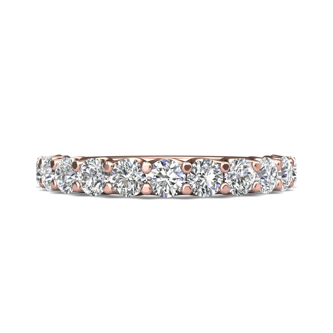 14K Gold Pink Channel/Shared Prong Wedding Band from the Channel/Shared Prong collection - DWBSP7-11-.75_14KP