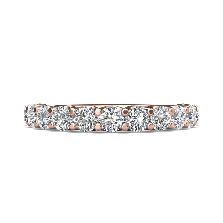 14K Gold Pink Channel/Shared Prong Wedding Band from the Channel/Shared Prong collection - DWBSP7-11-.75_14KP