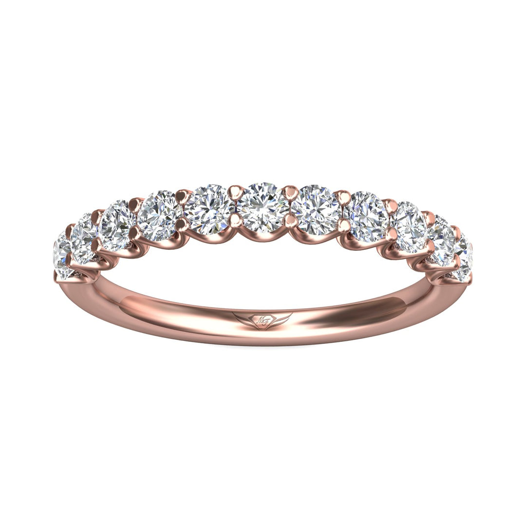 14K Gold Pink Channel/Shared Prong Wedding Band from the Channel/Shared Prong collection - DWBSP7-11-.75_14KP