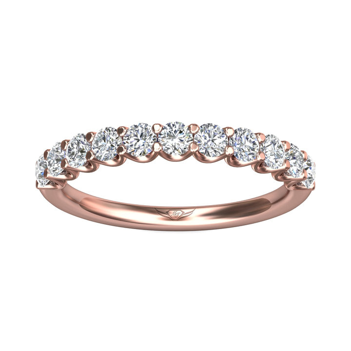 14K Gold Pink Channel/Shared Prong Wedding Band from the Channel/Shared Prong collection - DWBSP7-11-.75_14KP