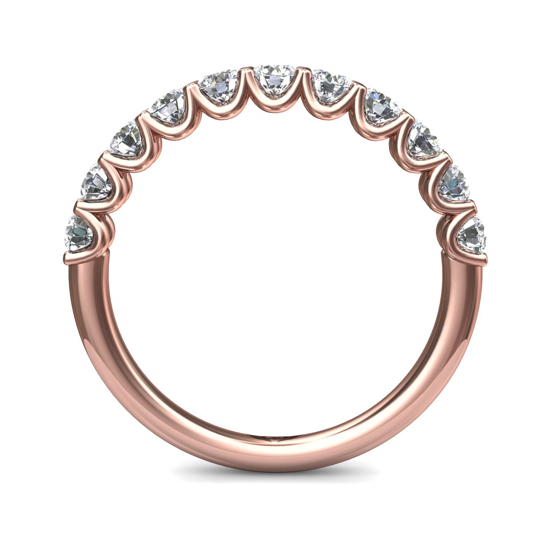 14K Gold Pink Channel/Shared Prong Wedding Band from the Channel/Shared Prong collection - DWBSP7-11-.75_14KP