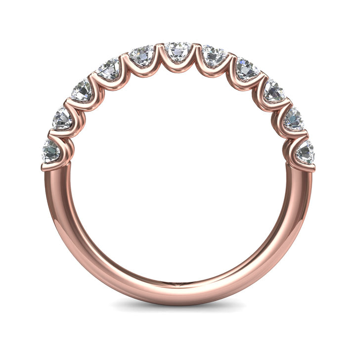 14K Gold Pink Channel/Shared Prong Wedding Band from the Channel/Shared Prong collection - DWBSP7-11-.75_14KP