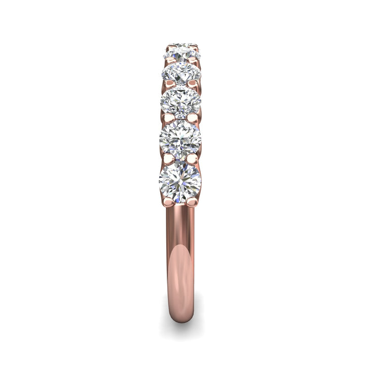 14K Gold Pink Channel/Shared Prong Wedding Band from the Channel/Shared Prong collection - DWBSP7-11-.75_14KP