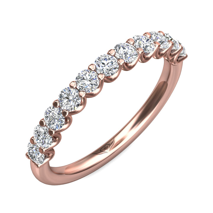 14K Gold Pink Channel/Shared Prong Wedding Band from the Channel/Shared Prong collection - DWBSP7-11-.75_14KP