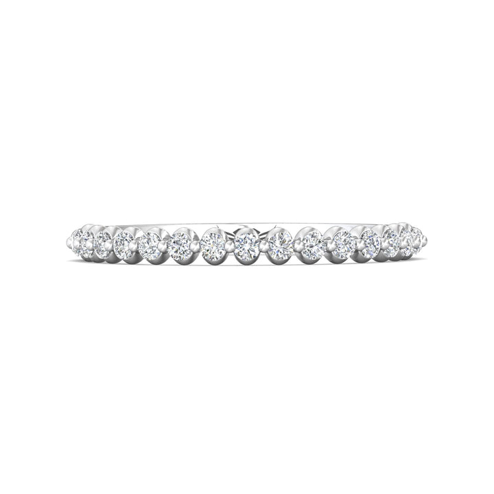 14K Gold White Channel/Shared Prong Wedding Band from the Channel/Shared Prong collection - DWBSP9-.25_14KW