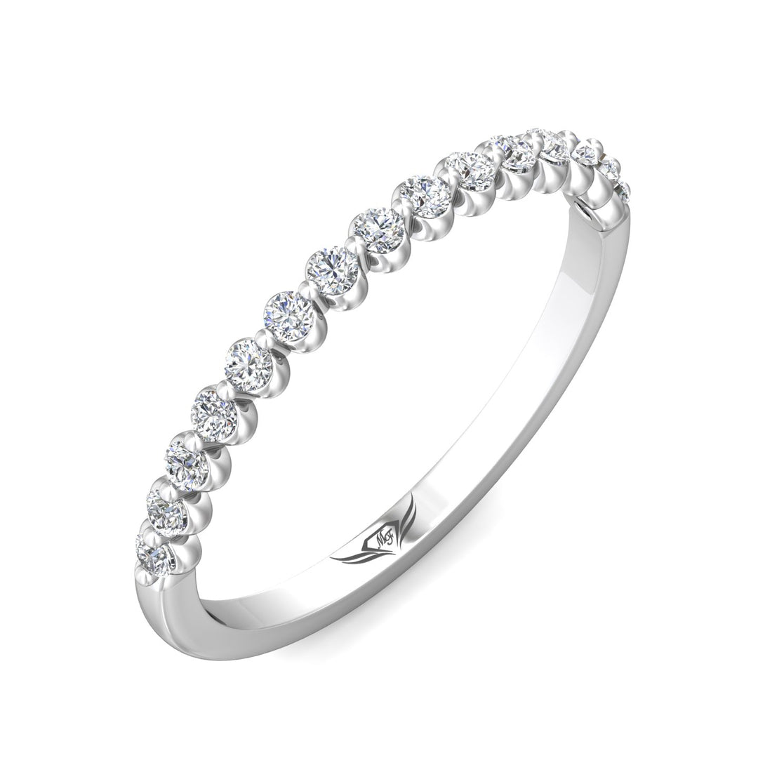 14K Gold White Channel/Shared Prong Wedding Band from the Channel/Shared Prong collection - DWBSP9-.25_14KW