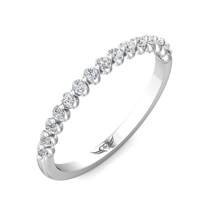 14K Gold White Channel/Shared Prong Wedding Band from the Channel/Shared Prong collection - DWBSP9-.25_14KW