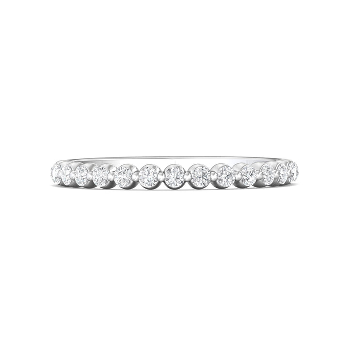 18K Gold White Channel/Shared Prong Wedding Band from the Channel/Shared Prong collection - DWBSP9-.35_18KW