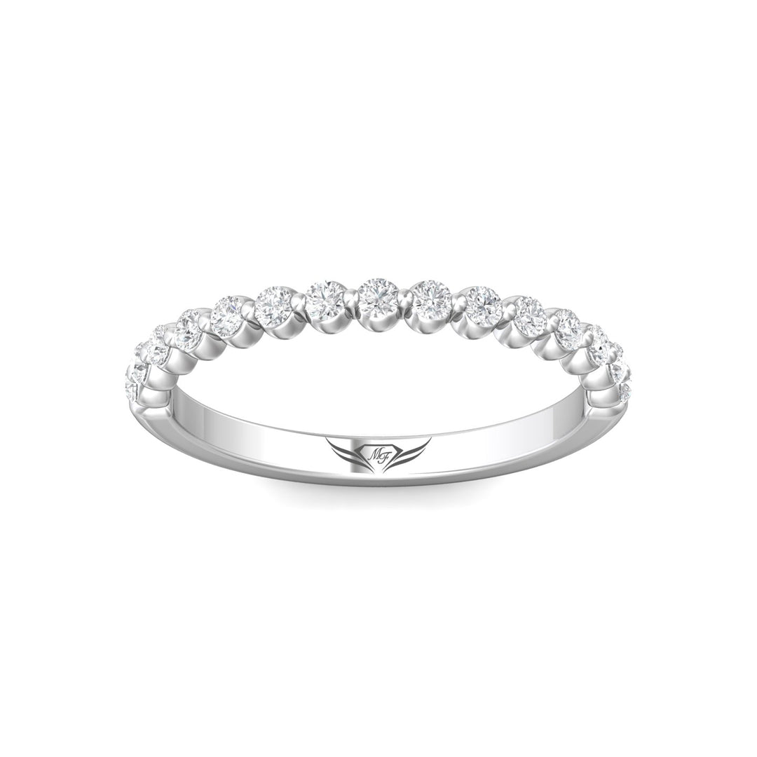 18K Gold White Channel/Shared Prong Wedding Band from the Channel/Shared Prong collection - DWBSP9-.35_18KW