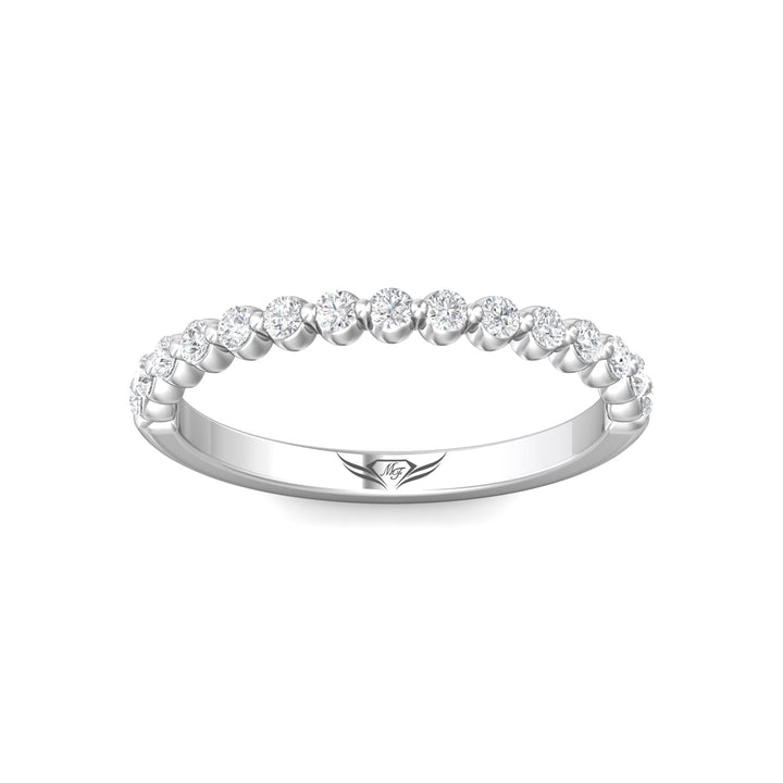 18K Gold White Channel/Shared Prong Wedding Band from the Channel/Shared Prong collection - DWBSP9-.35_18KW